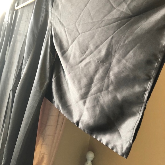 LA SENZA kimono long black satin robe S/P EUC - Picture 3 of 4